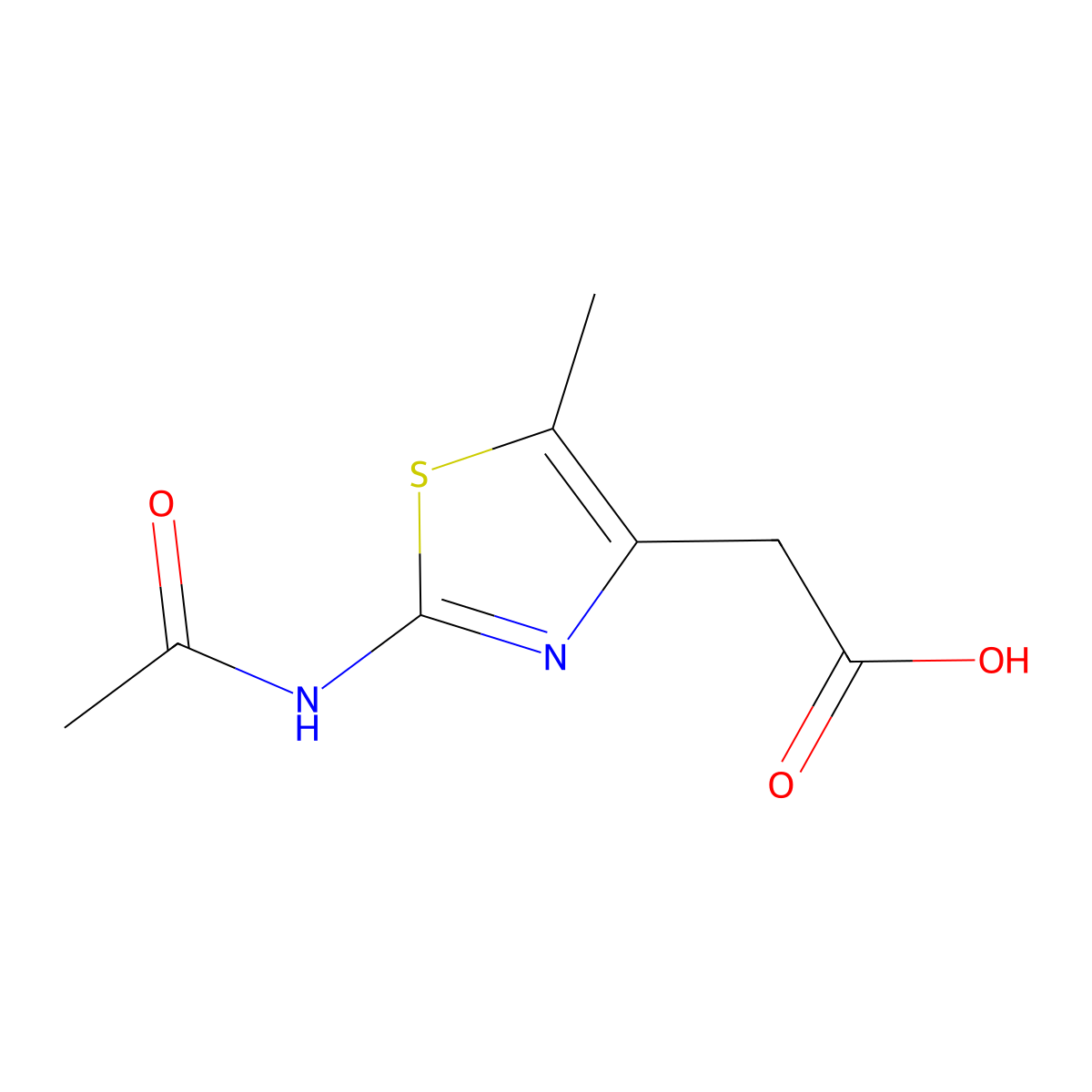 2-(2-Acetamido-5-methyl-1,3-thiazol-4-yl)acetic acid molecular structure, CAS 2680764-59-2