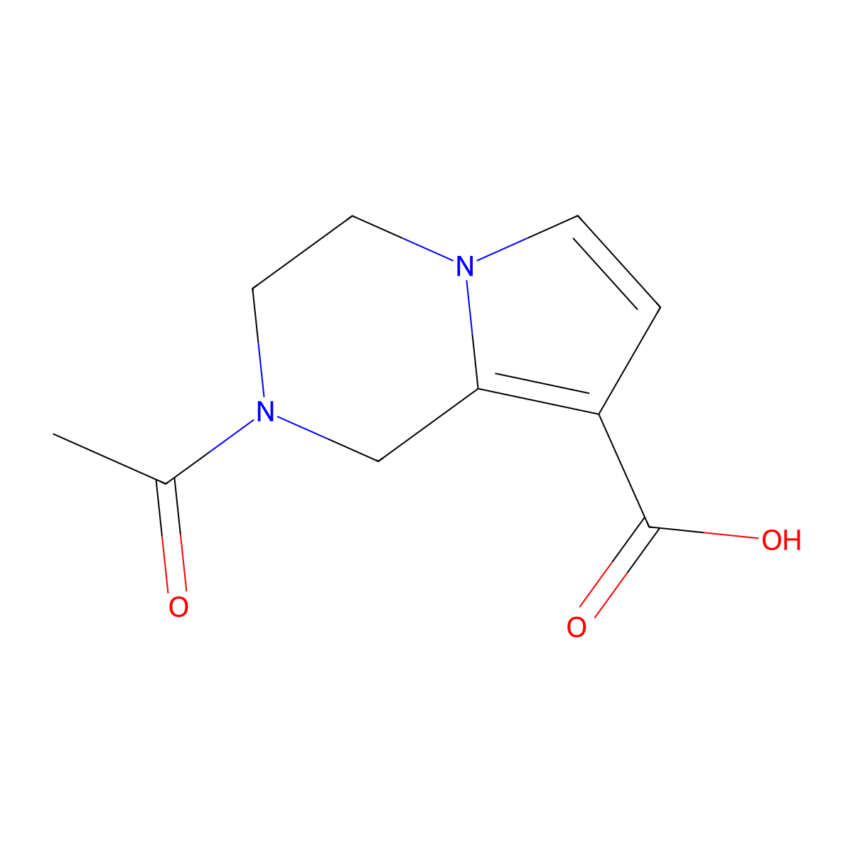 2-acetyl-1H,2H,3H,4H-pyrrolo[1,2-a]pyrazine-8-carboxylic acid molecular structure, CAS 2680764-61-6