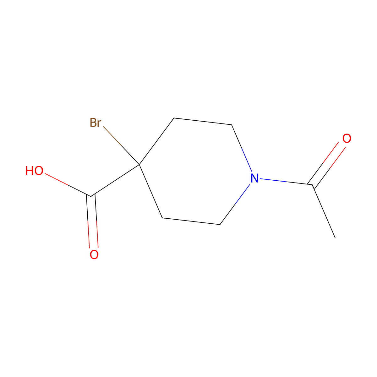 1-Acetyl-4-bromopiperidine-4-carboxylic acid molecular structure, CAS 2680764-68-3