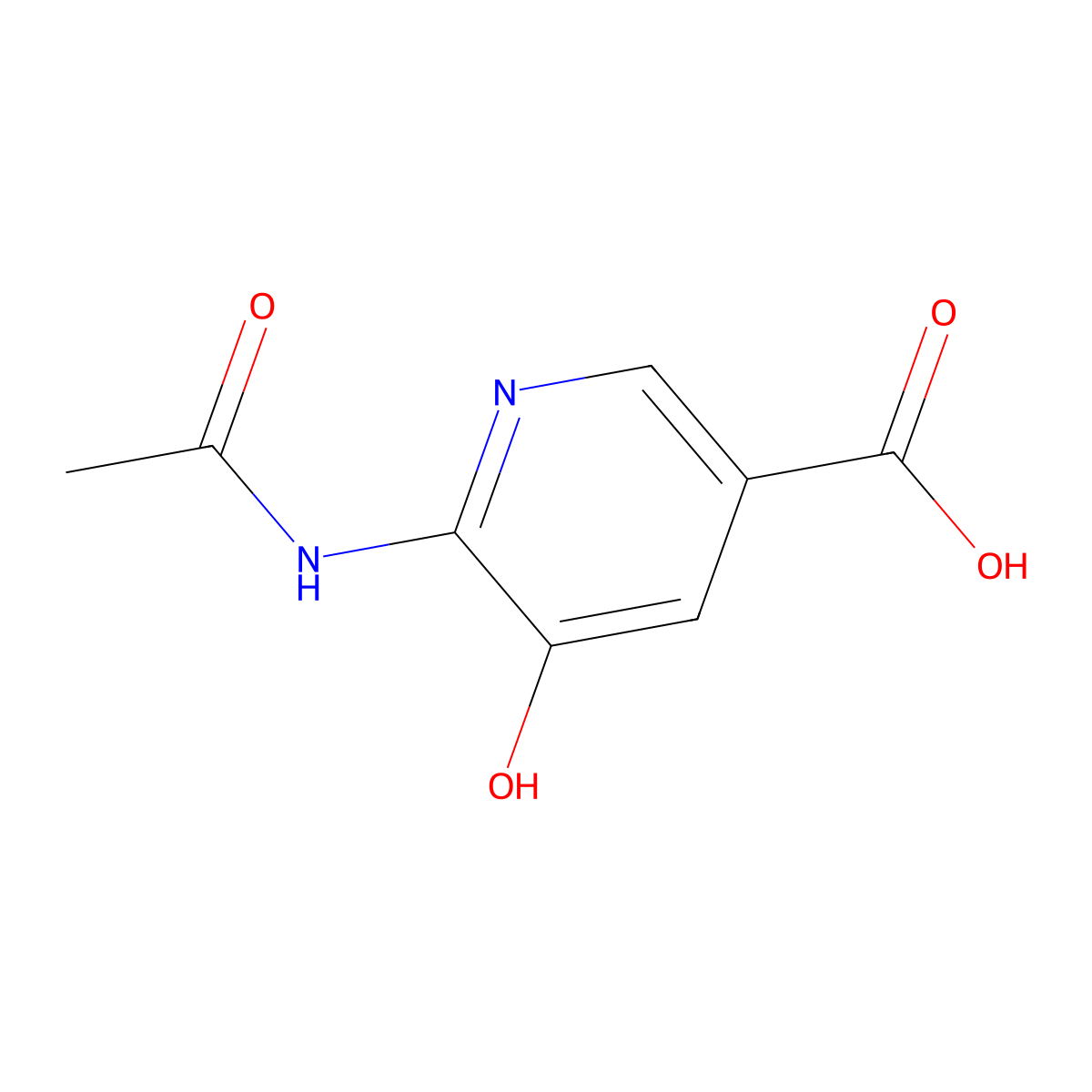 6-Acetamido-5-hydroxypyridine-3-carboxylic acid molecular structure, CAS 2680764-72-9