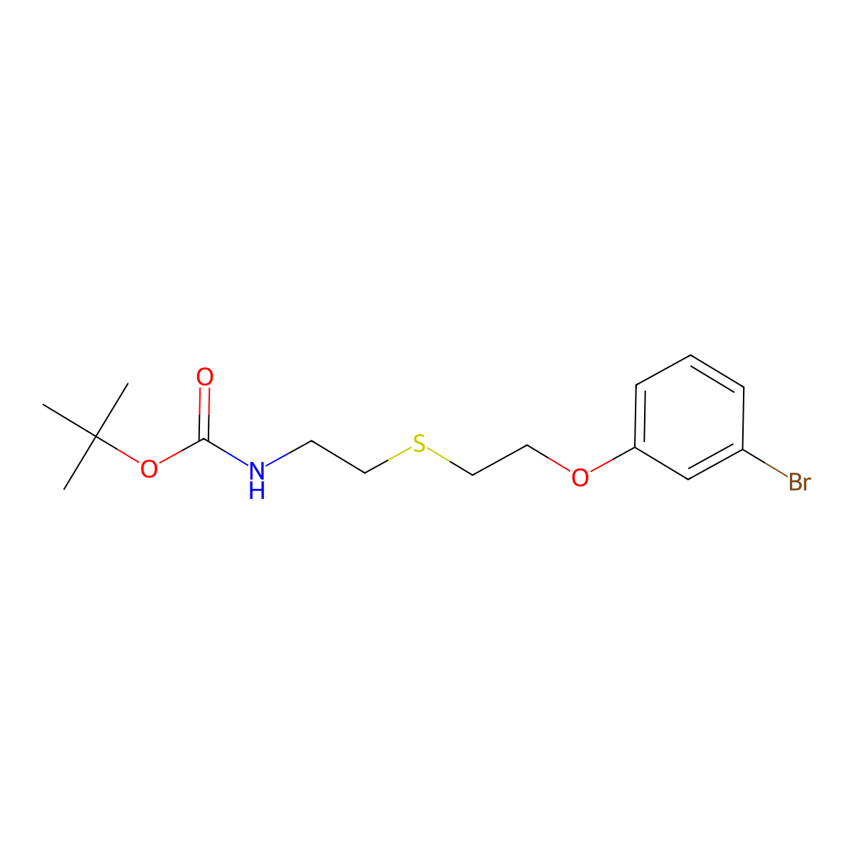 tert-butyl N-(2-{[2-(3-bromophenoxy)ethyl]sulfanyl}ethyl)carbamate molecular structure, CAS 2680764-83-2