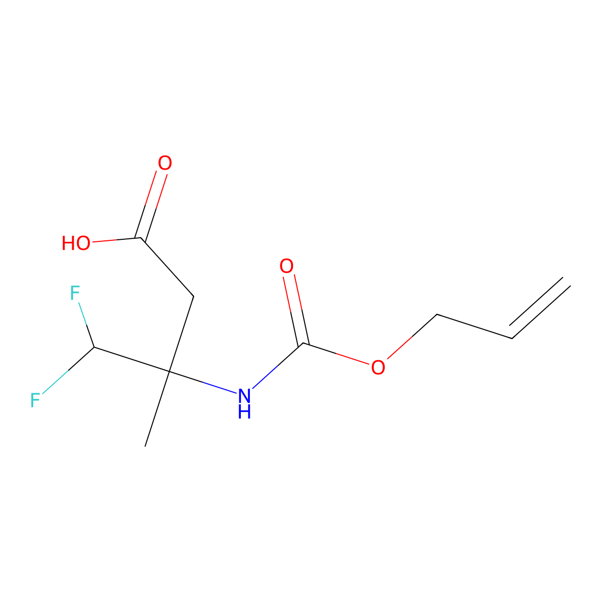 4,4-Difluoro-3-methyl-3-{[(prop-2-en-1-yloxy)carbonyl]amino}butanoic acid molecular structure, CAS 2680764-92-3