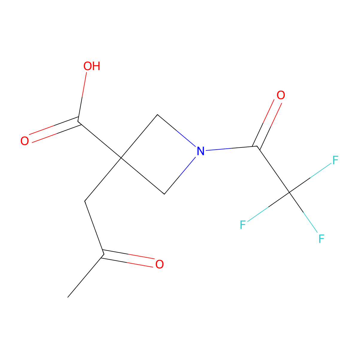 3-(2-Oxopropyl)-1-(2,2,2-trifluoroacetyl)azetidine-3-carboxylic acid molecular structure, CAS 2680764-97-8