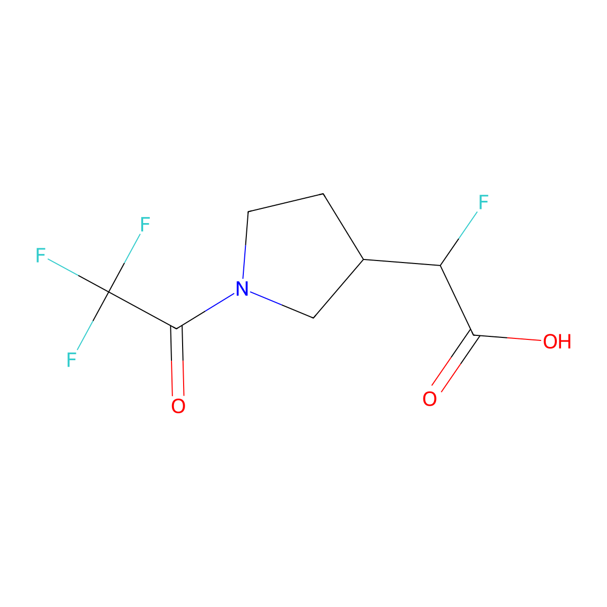 2-Fluoro-2-[1-(2,2,2-trifluoroacetyl)pyrrolidin-3-yl]acetic acid molecular structure, CAS 2680765-00-6
