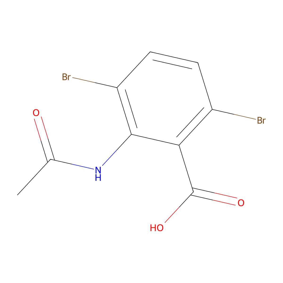 3,6-Dibromo-2-acetamidobenzoic acid molecular structure, CAS 2680765-01-7