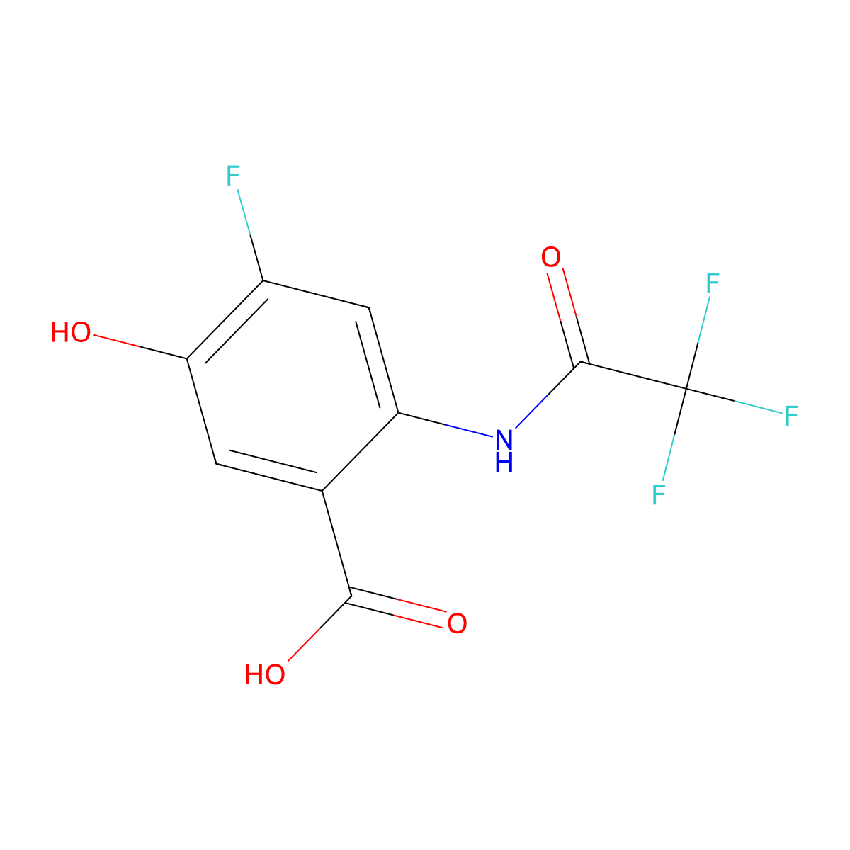 4-Fluoro-5-hydroxy-2-(2,2,2-trifluoroacetamido)benzoic acid molecular structure, CAS 2680765-03-9