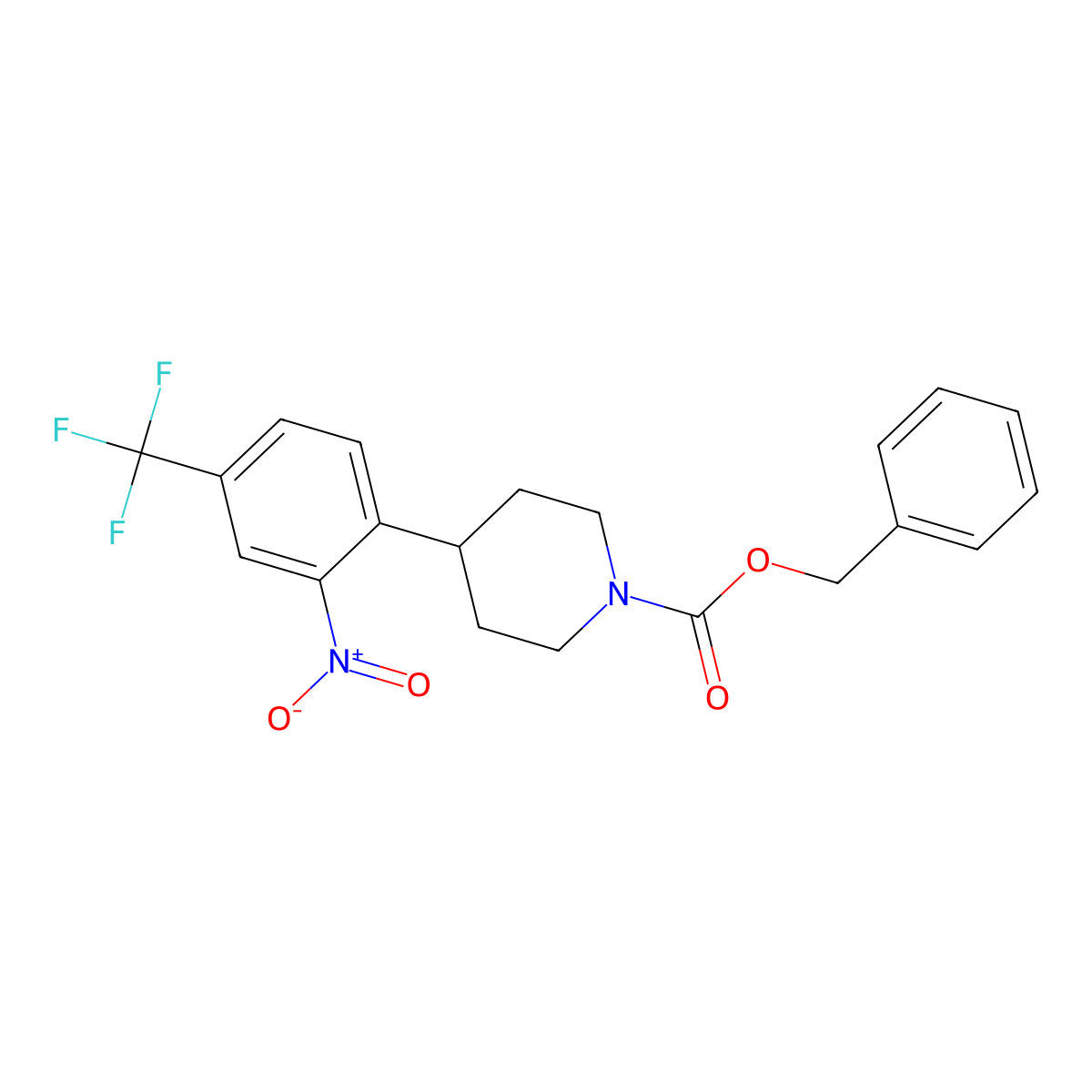 Benzyl 4-[2-nitro-4-(trifluoromethyl)phenyl]piperidine-1-carboxylate molecular structure, CAS 2680765-06-2