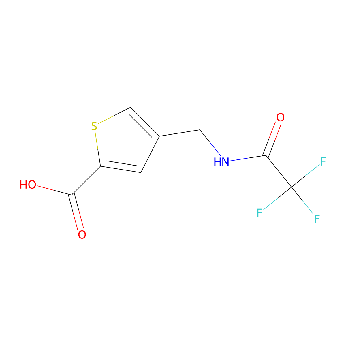 4-[(Trifluoroacetamido)methyl]thiophene-2-carboxylic acid molecular structure, CAS 2680765-07-3