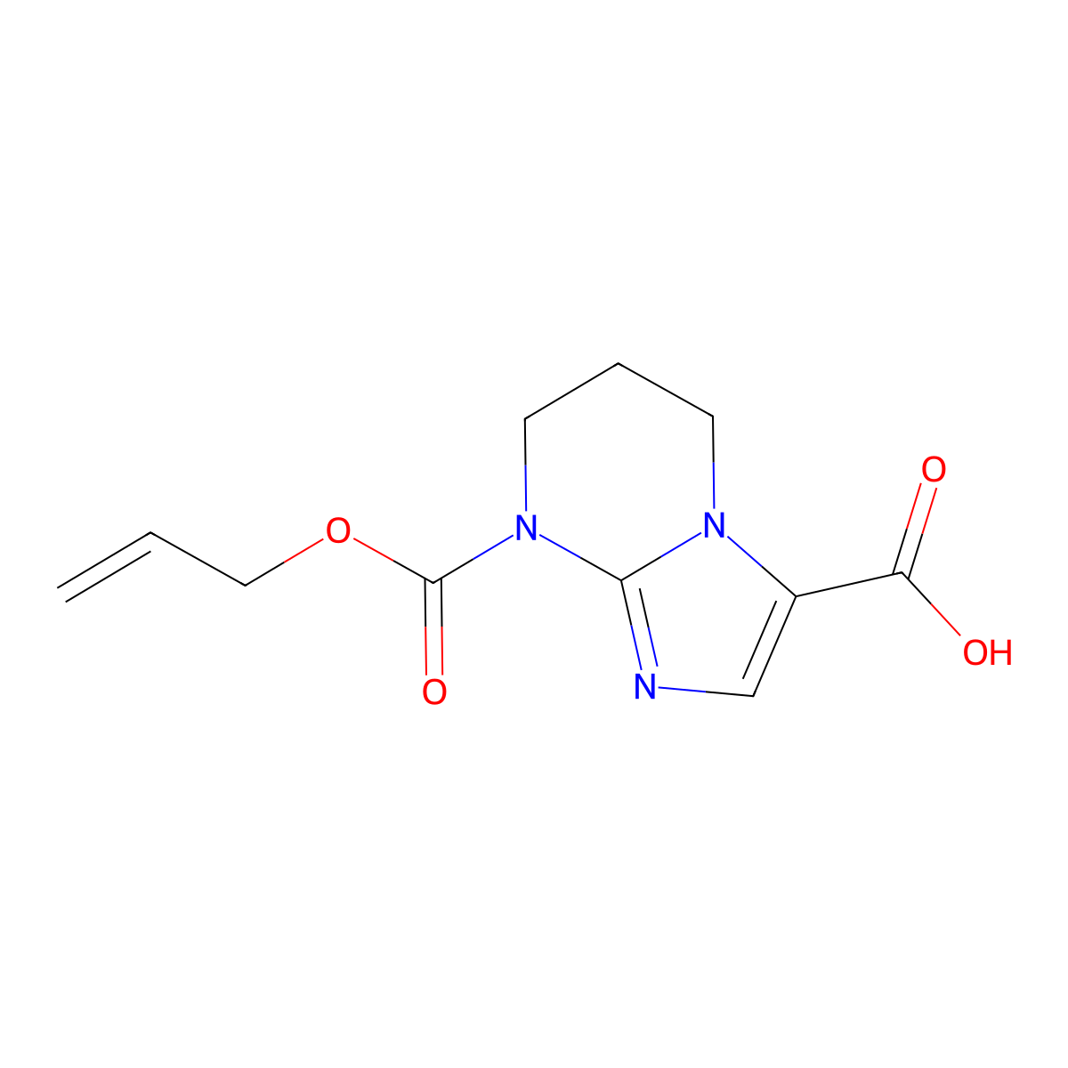 8-[(prop-2-en-1-yloxy)carbonyl]-5H,6H,7H,8H-imidazo[1,2-a]pyrimidine-3-carboxylic acid molecular structure, CAS 2680765-08-4