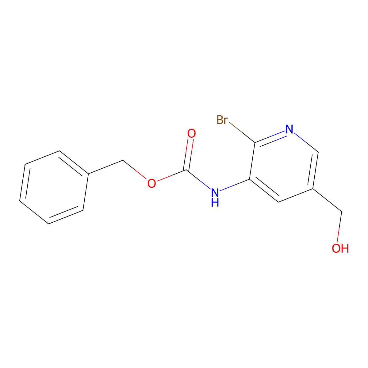 benzyl N-[2-bromo-5-(hydroxymethyl)pyridin-3-yl]carbamate molecular structure, CAS 2680765-11-9