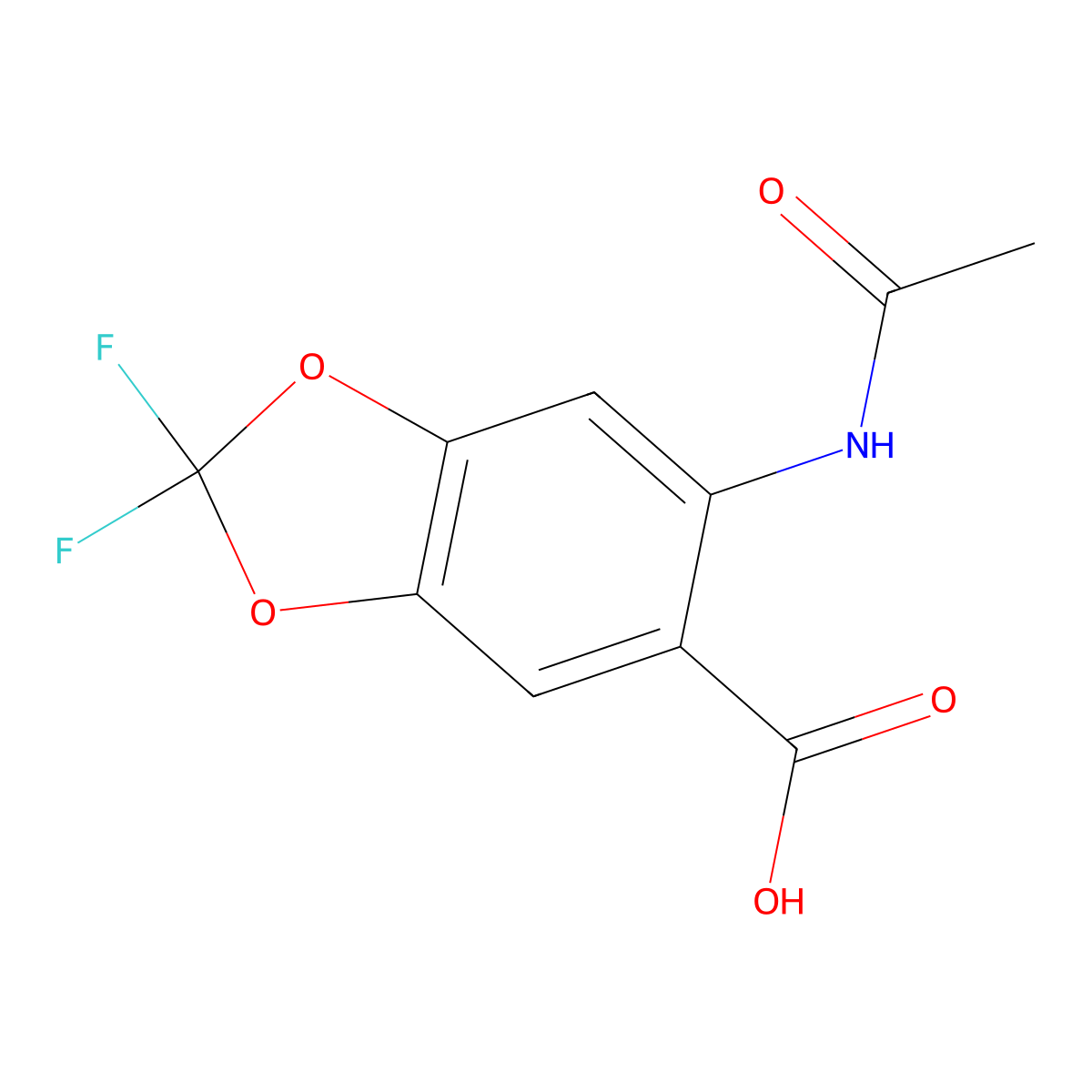 6-Acetamido-2,2-difluoro-1,3-dioxaindane-5-carboxylic acid molecular structure, CAS 2680765-12-0