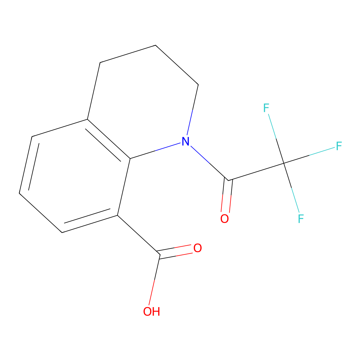 1-(2,2,2-Trifluoroacetyl)-1,2,3,4-tetrahydroquinoline-8-carboxylic acid molecular structure, CAS 2680765-13-1