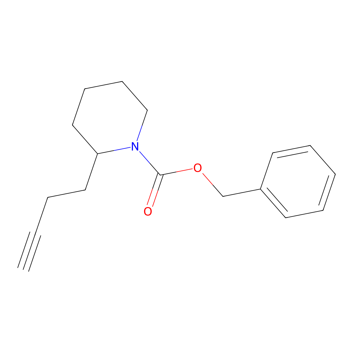 Benzyl 2-(but-3-yn-1-yl)piperidine-1-carboxylate molecular structure, CAS 2680765-14-2