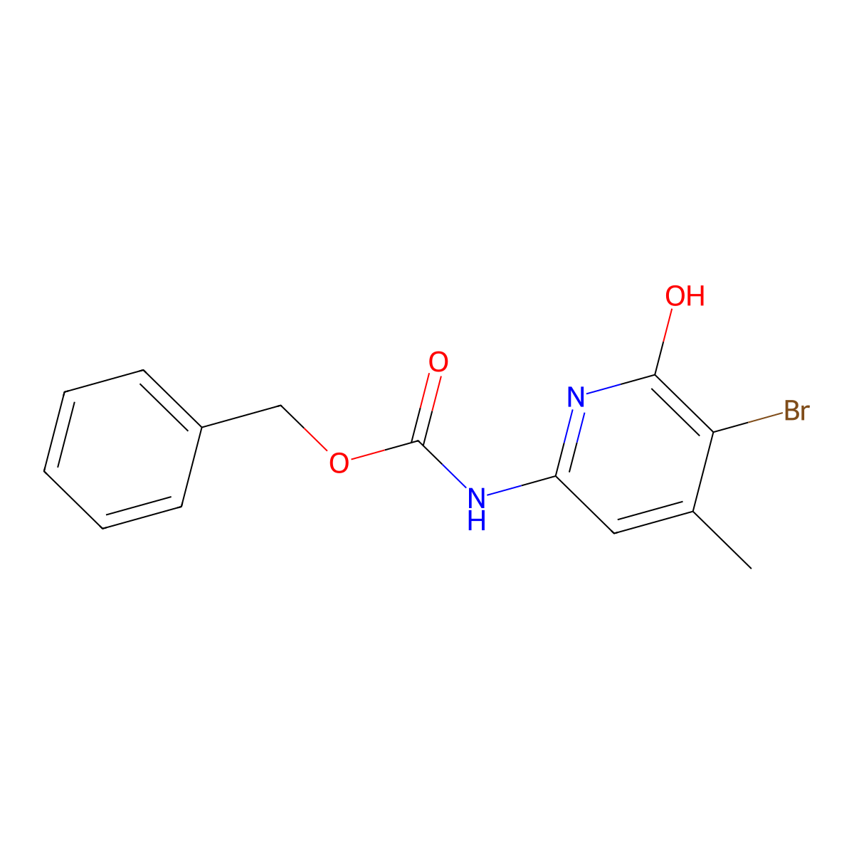 benzyl N-(5-bromo-6-hydroxy-4-methylpyridin-2-yl)carbamate molecular structure, CAS 2680765-20-0