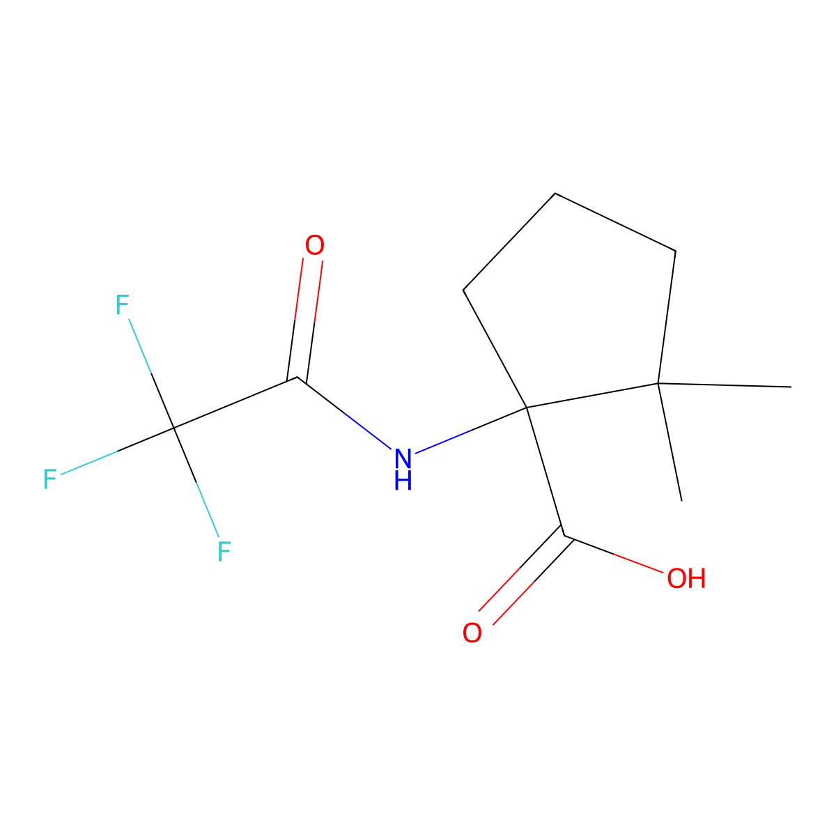 2,2-Dimethyl-1-(trifluoroacetamido)cyclopentane-1-carboxylic acid molecular structure, CAS 2680765-25-5