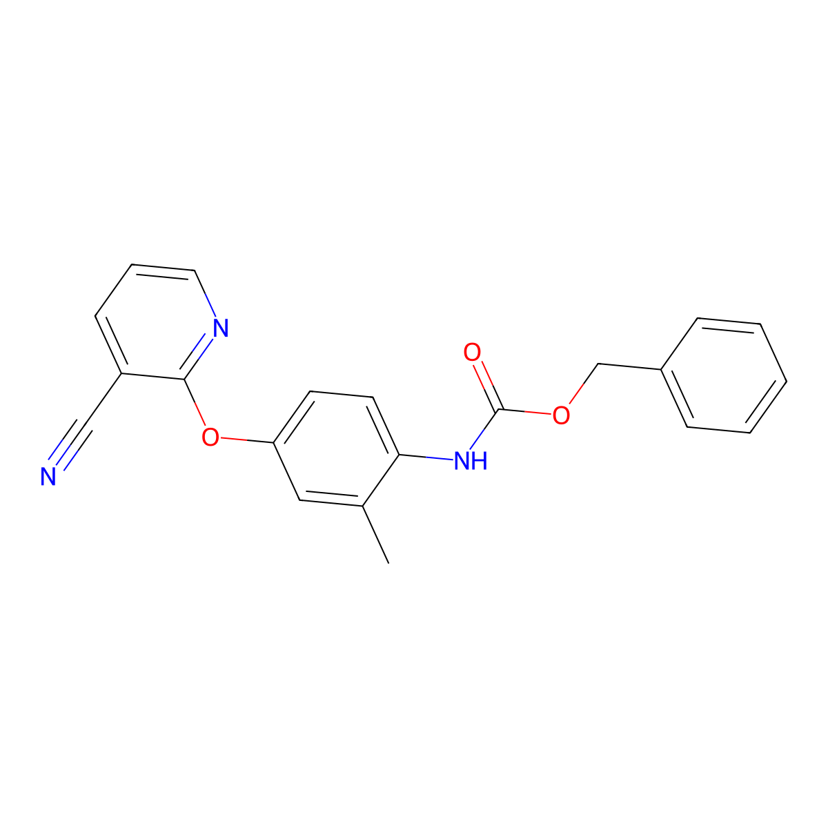 benzyl N-{4-[(3-cyanopyridin-2-yl)oxy]-2-methylphenyl}carbamate molecular structure, CAS 2680765-28-8