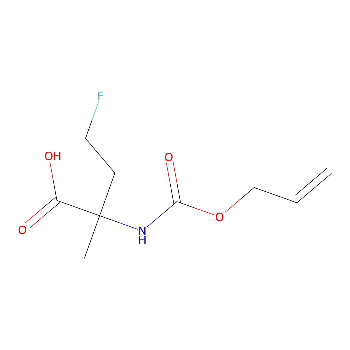 4-Fluoro-2-methyl-2-{[(prop-2-en-1-yloxy)carbonyl]amino}butanoic acid molecular structure, CAS 2680765-37-9