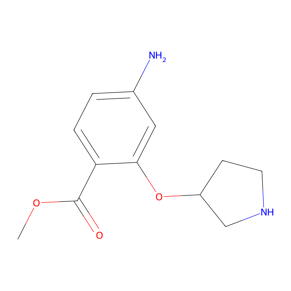 Methyl 4-amino-2-(pyrrolidin-3-yloxy)benzoate molecular structure, CAS 2680765-39-1