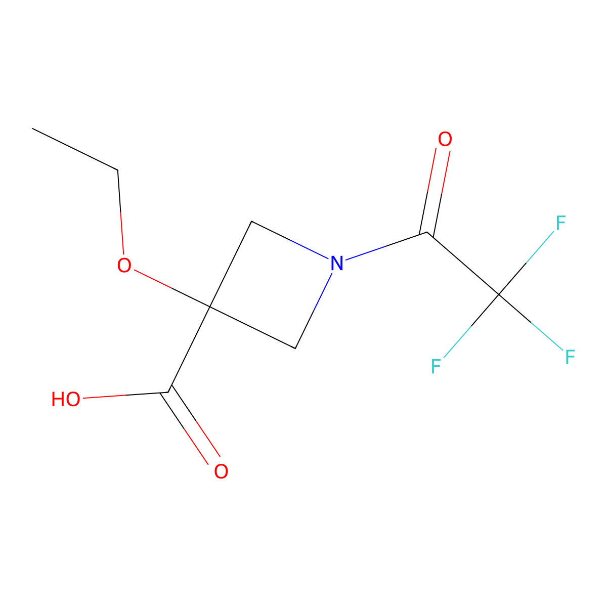 3-Ethoxy-1-(trifluoroacetyl)azetidine-3-carboxylic acid molecular structure, CAS 2680765-53-9