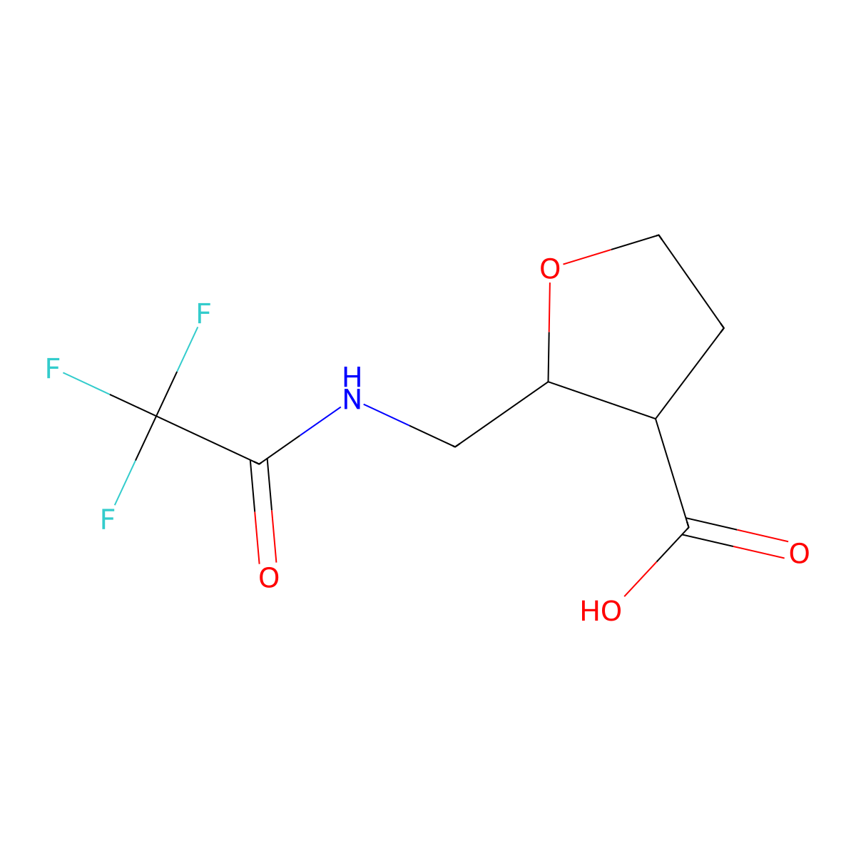 2-[(2,2,2-Trifluoroacetamido)methyl]oxolane-3-carboxylic acid molecular structure, CAS 2680765-69-7