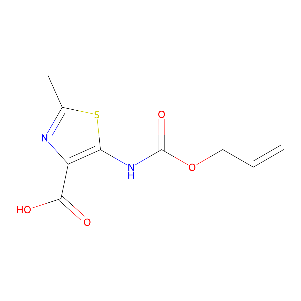 2-Methyl-5-{[(prop-2-en-1-yloxy)carbonyl]amino}-1,3-thiazole-4-carboxylic acid molecular structure, CAS 2680765-70-0