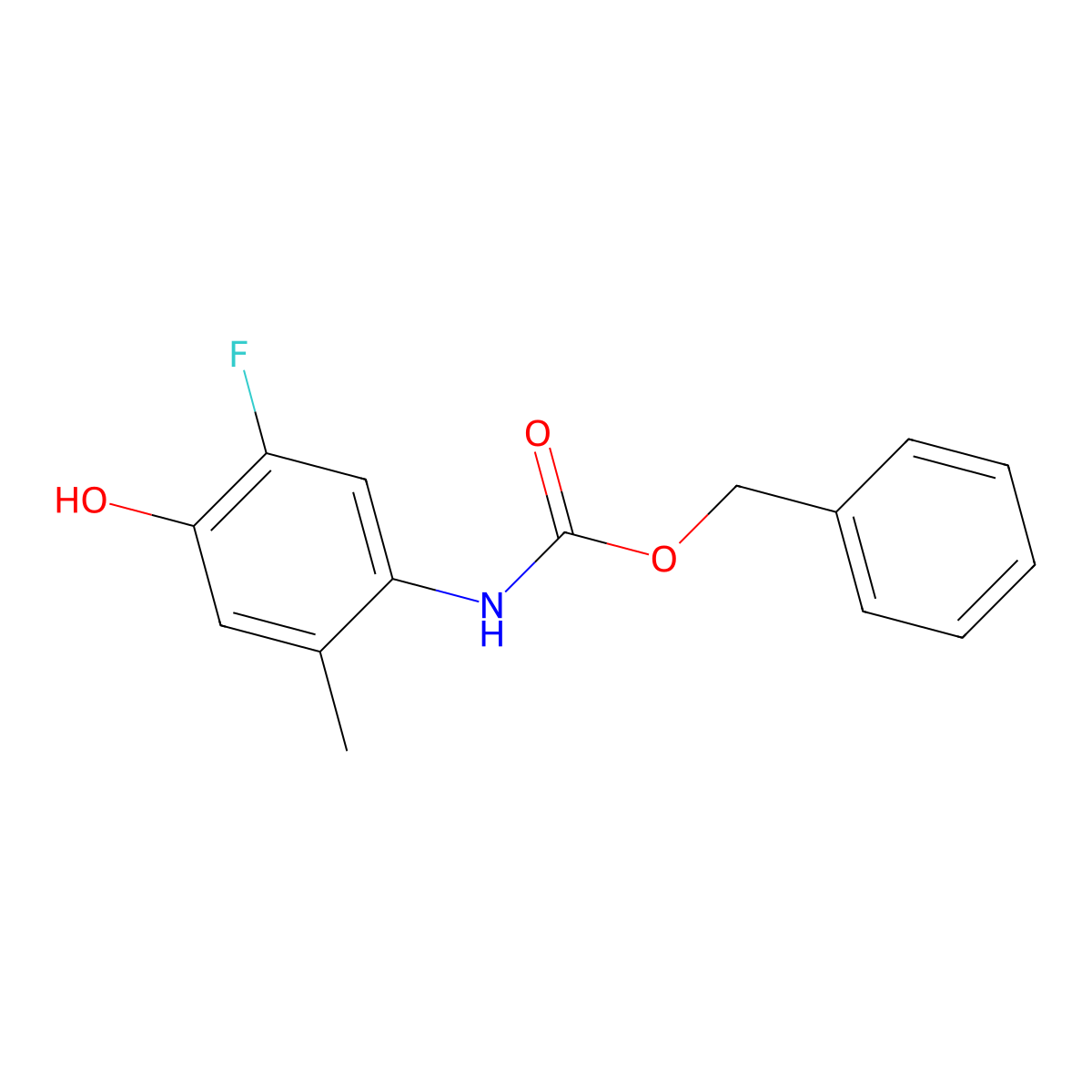 benzyl N-(5-fluoro-4-hydroxy-2-methylphenyl)carbamate molecular structure, CAS 2680765-74-4