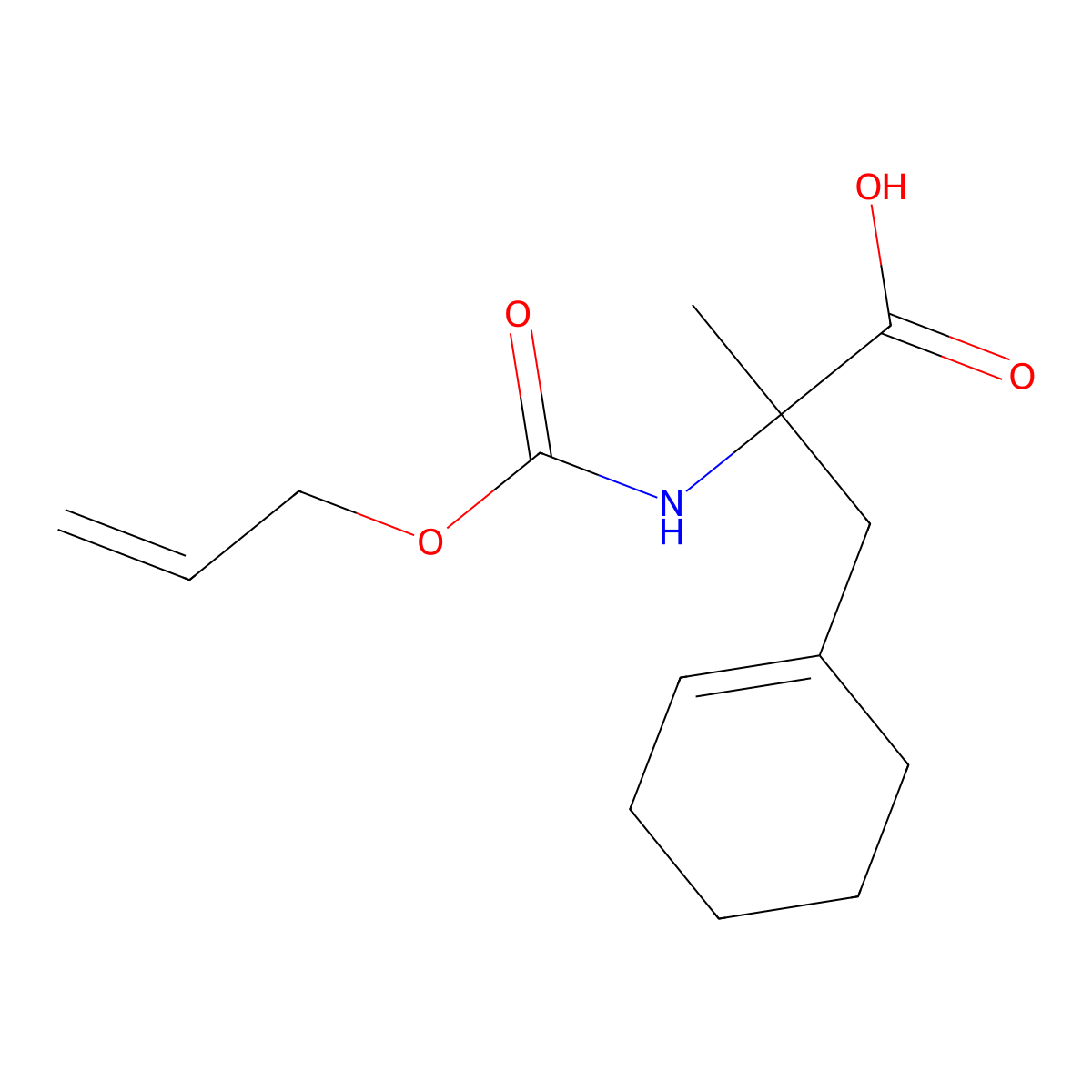 3-(Cyclohex-1-en-1-yl)-2-methyl-2-{[(prop-2-en-1-yloxy)carbonyl]amino}propanoic acid molecular structure, CAS 2680765-80-2