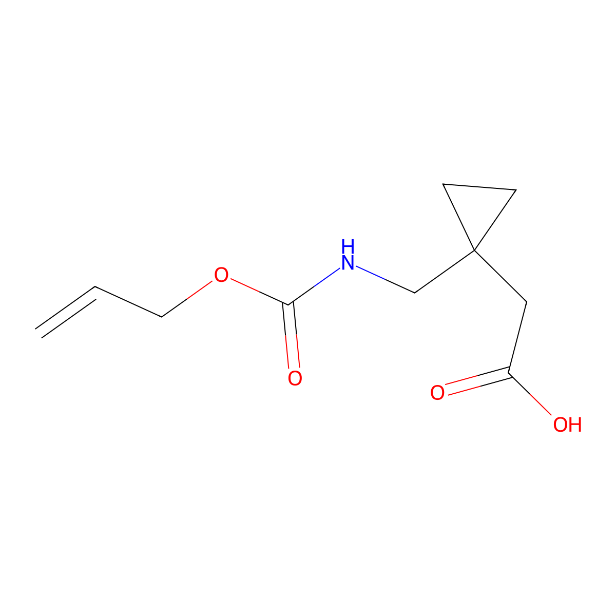 2-[1-({[(Prop-2-en-1-yloxy)carbonyl]amino}methyl)cyclopropyl]acetic acid molecular structure, CAS 2680765-89-1