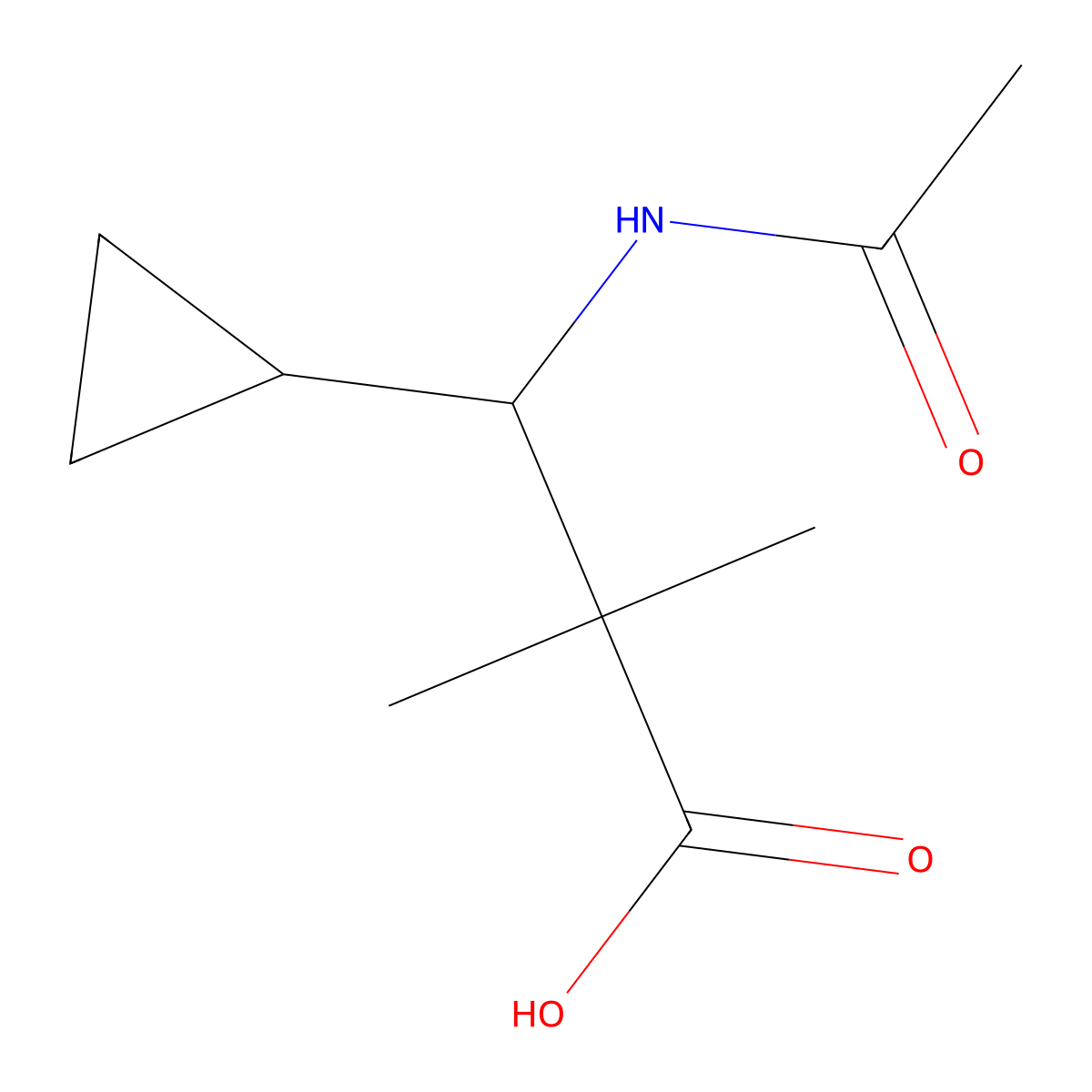 3-Cyclopropyl-3-acetamido-2,2-dimethylpropanoic acid molecular structure, CAS 2680765-90-4