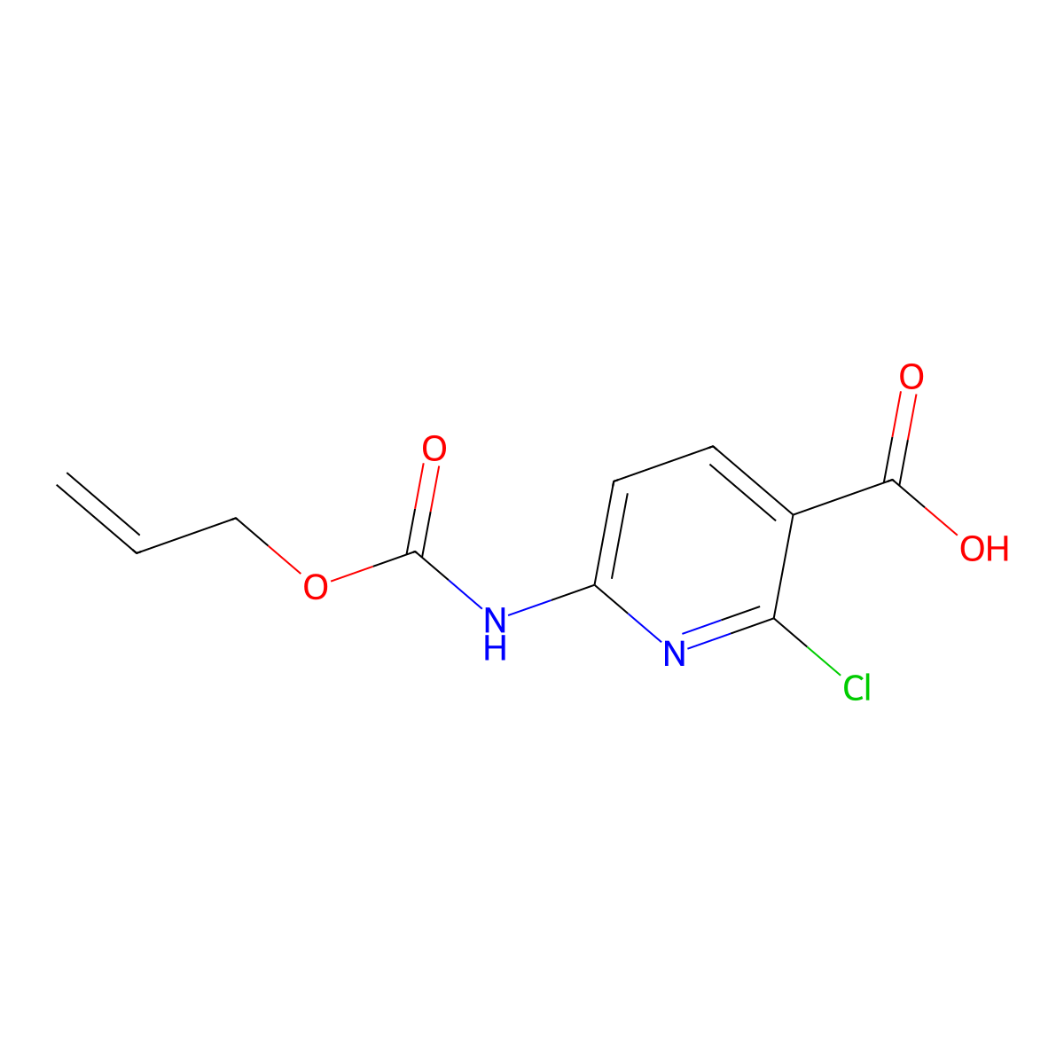 2-Chloro-6-{[(prop-2-en-1-yloxy)carbonyl]amino}pyridine-3-carboxylic acid molecular structure, CAS 2680766-02-1