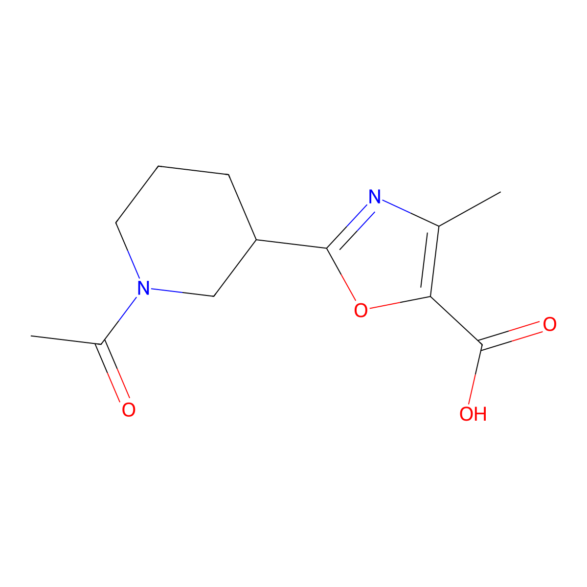 2-(1-Acetylpiperidin-3-yl)-4-methyl-1,3-oxazole-5-carboxylic acid molecular structure, CAS 2680766-04-3