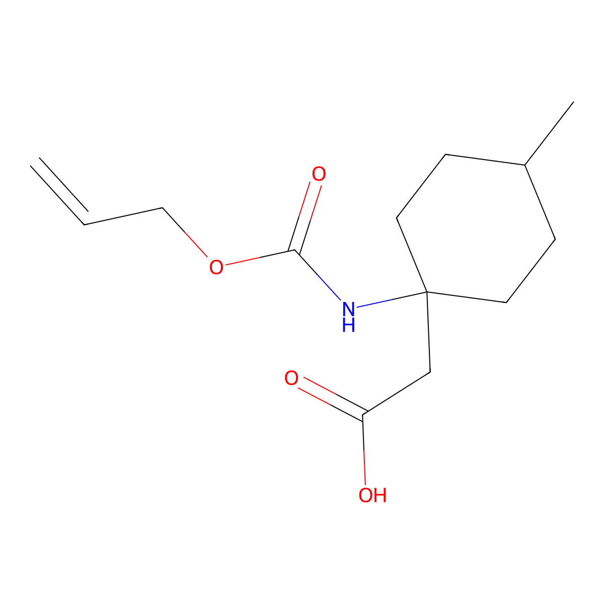 2-(4-Methyl-1-{[(prop-2-en-1-yloxy)carbonyl]amino}cyclohexyl)acetic acid molecular structure, CAS 2680766-19-0