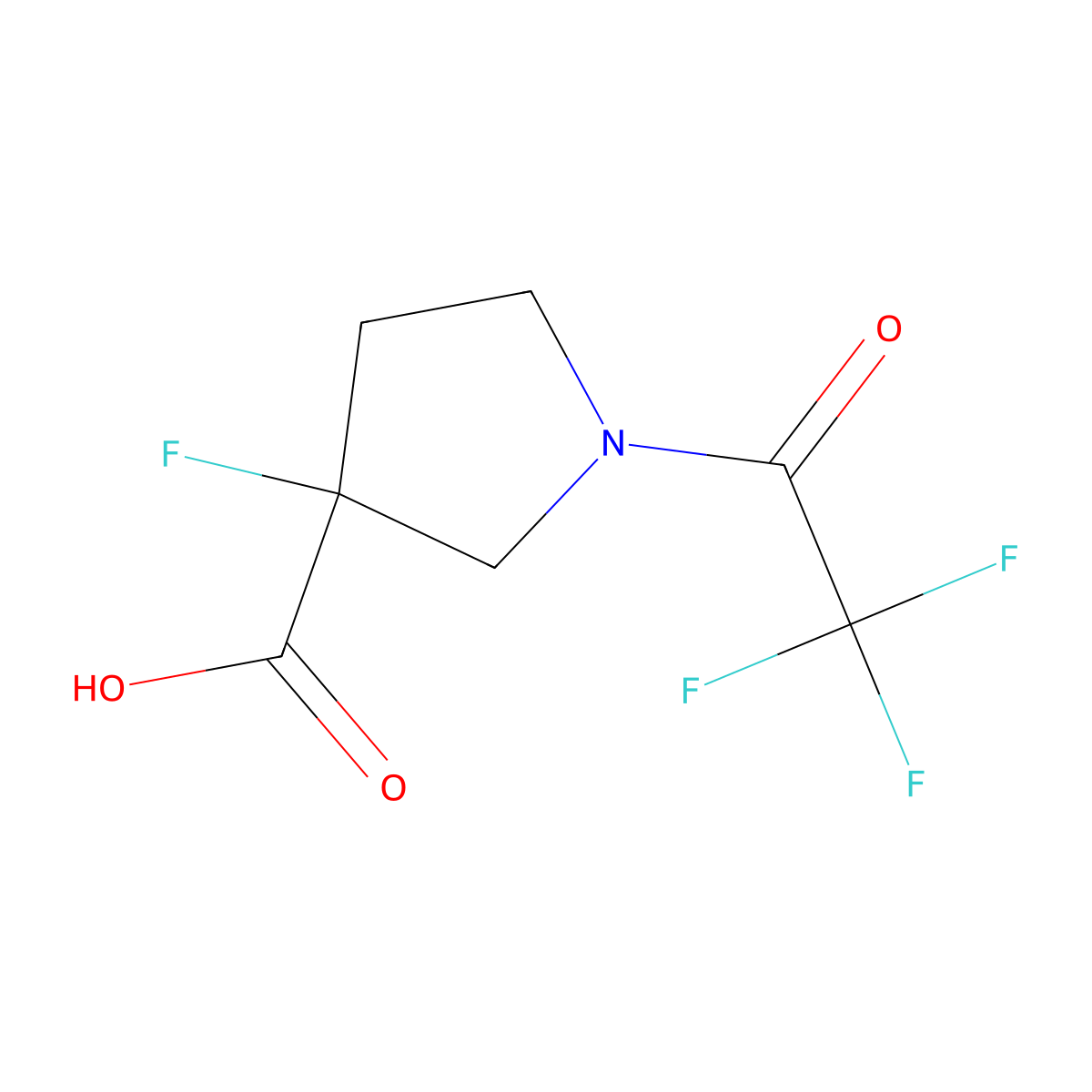3-Fluoro-1-(2,2,2-trifluoroacetyl)pyrrolidine-3-carboxylic acid molecular structure, CAS 2680766-22-5