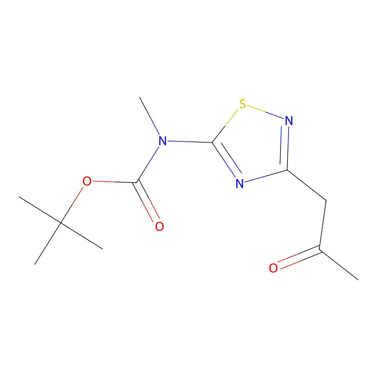 tert-butyl N-methyl-N-[3-(2-oxopropyl)-1,2,4-thiadiazol-5-yl]carbamate molecular structure, CAS 2680766-26-9