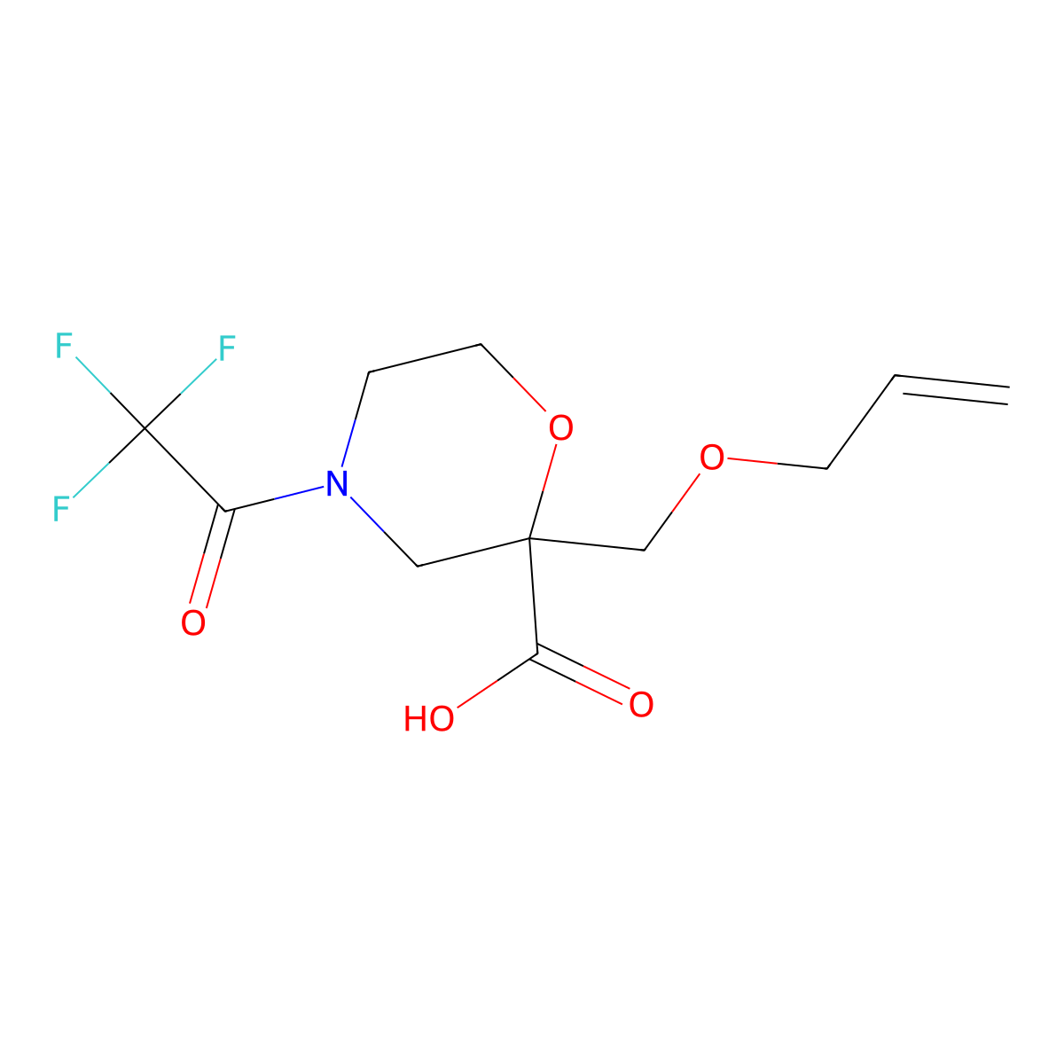 2-[(Prop-2-en-1-yloxy)methyl]-4-(2,2,2-trifluoroacetyl)morpholine-2-carboxylic acid molecular structure, CAS 2680766-28-1