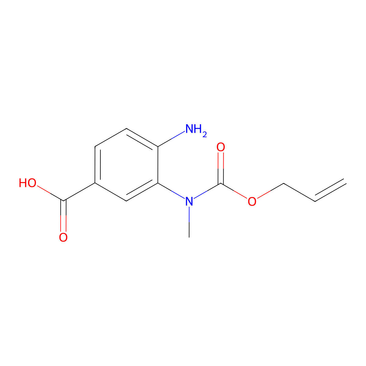 4-Amino-3-{methyl[(prop-2-en-1-yloxy)carbonyl]amino}benzoic acid molecular structure, CAS 2680766-37-2