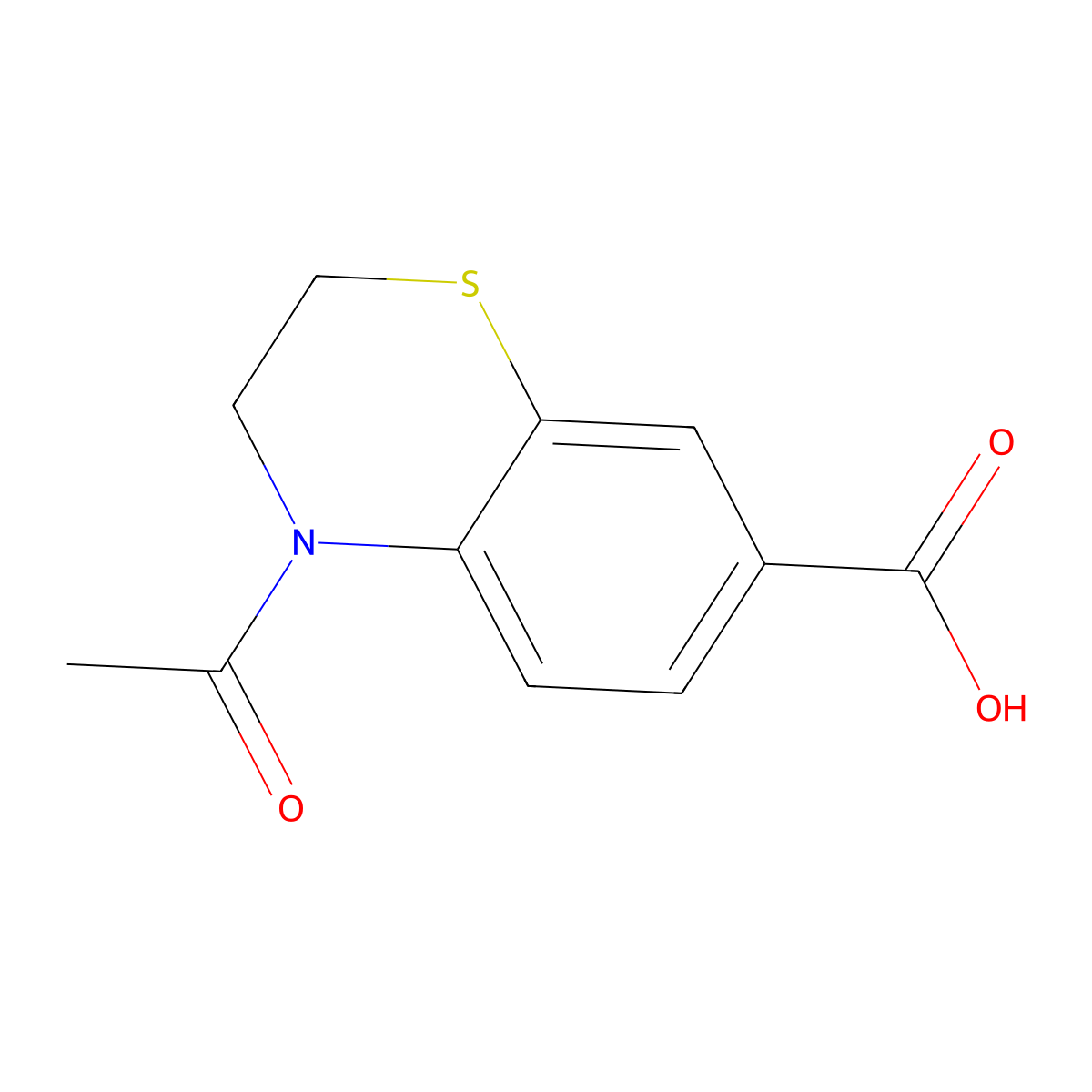 4-acetyl-3,4-dihydro-2H-1,4-benzothiazine-7-carboxylic acid molecular structure, CAS 2680766-38-3