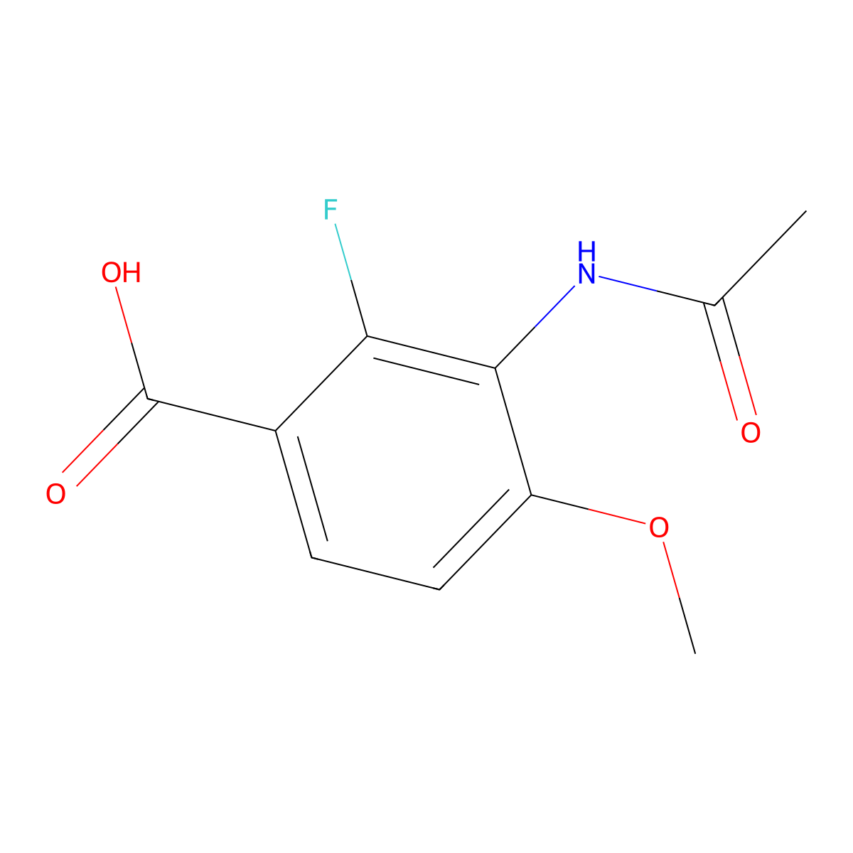 3-Acetamido-2-fluoro-4-methoxybenzoic acid molecular structure, CAS 2680766-42-9