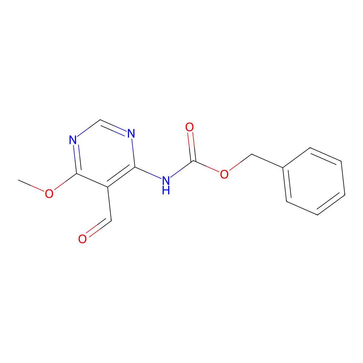 benzyl N-(5-formyl-6-methoxypyrimidin-4-yl)carbamate molecular structure, CAS 2680766-48-5