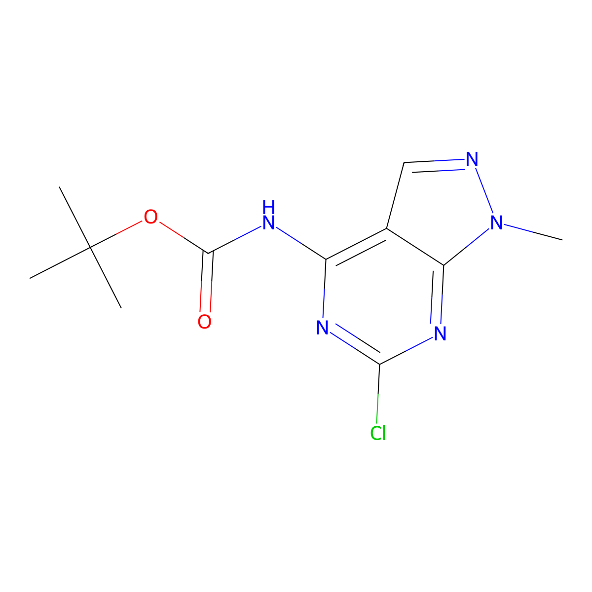 tert-butyl N-{6-chloro-1-methyl-1H-pyrazolo[3,4-d]pyrimidin-4-yl}carbamate molecular structure, CAS 2680766-51-0