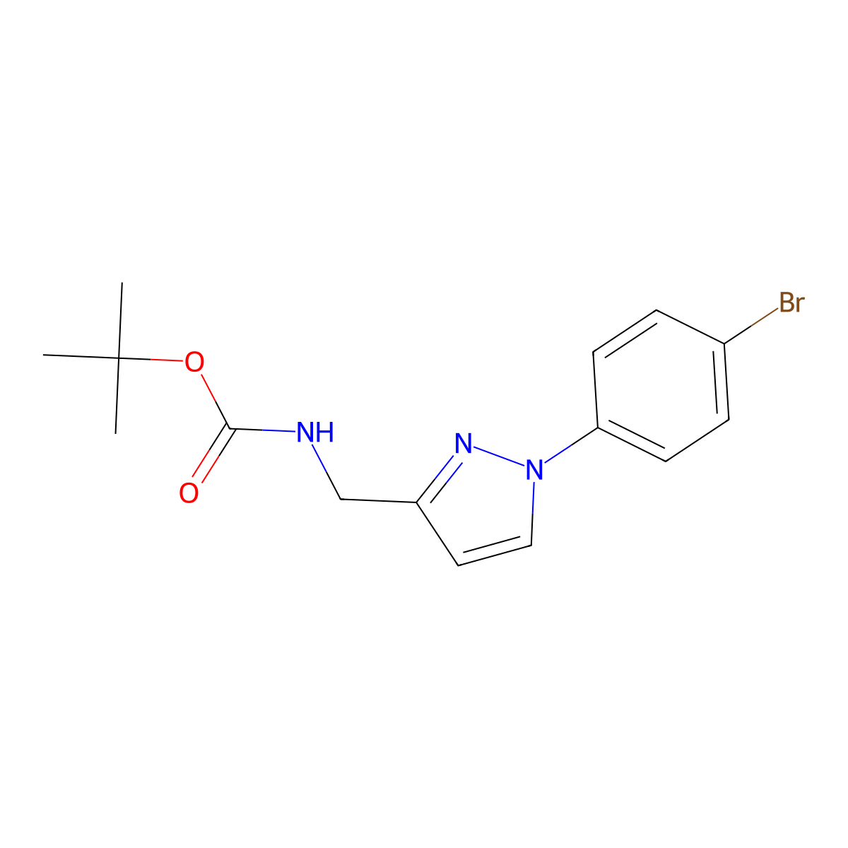 tert-butyl N-{[1-(4-bromophenyl)-1H-pyrazol-3-yl]methyl}carbamate molecular structure, CAS 2680766-56-5