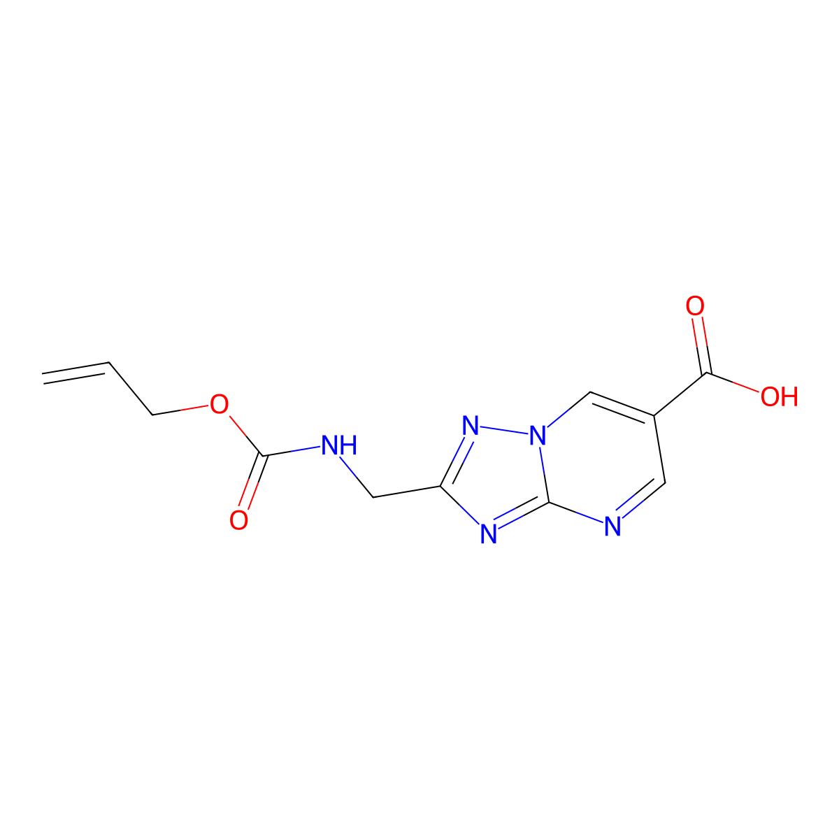 2-({[(Prop-2-en-1-yloxy)carbonyl]amino}methyl)-[1,2,4]triazolo[1,5-a]pyrimidine-6-carboxylic acid molecular structure, CAS 2680766-61-2