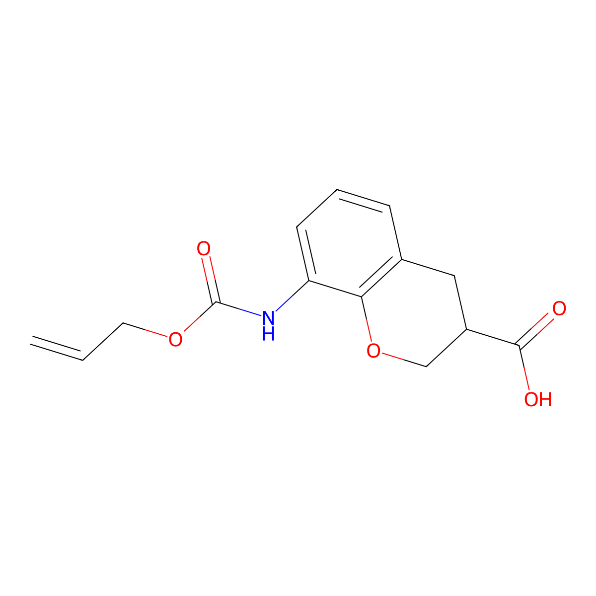 8-{[(prop-2-en-1-yloxy)carbonyl]amino}-3,4-dihydro-2H-1-benzopyran-3-carboxylic acid molecular structure, CAS 2680766-64-5