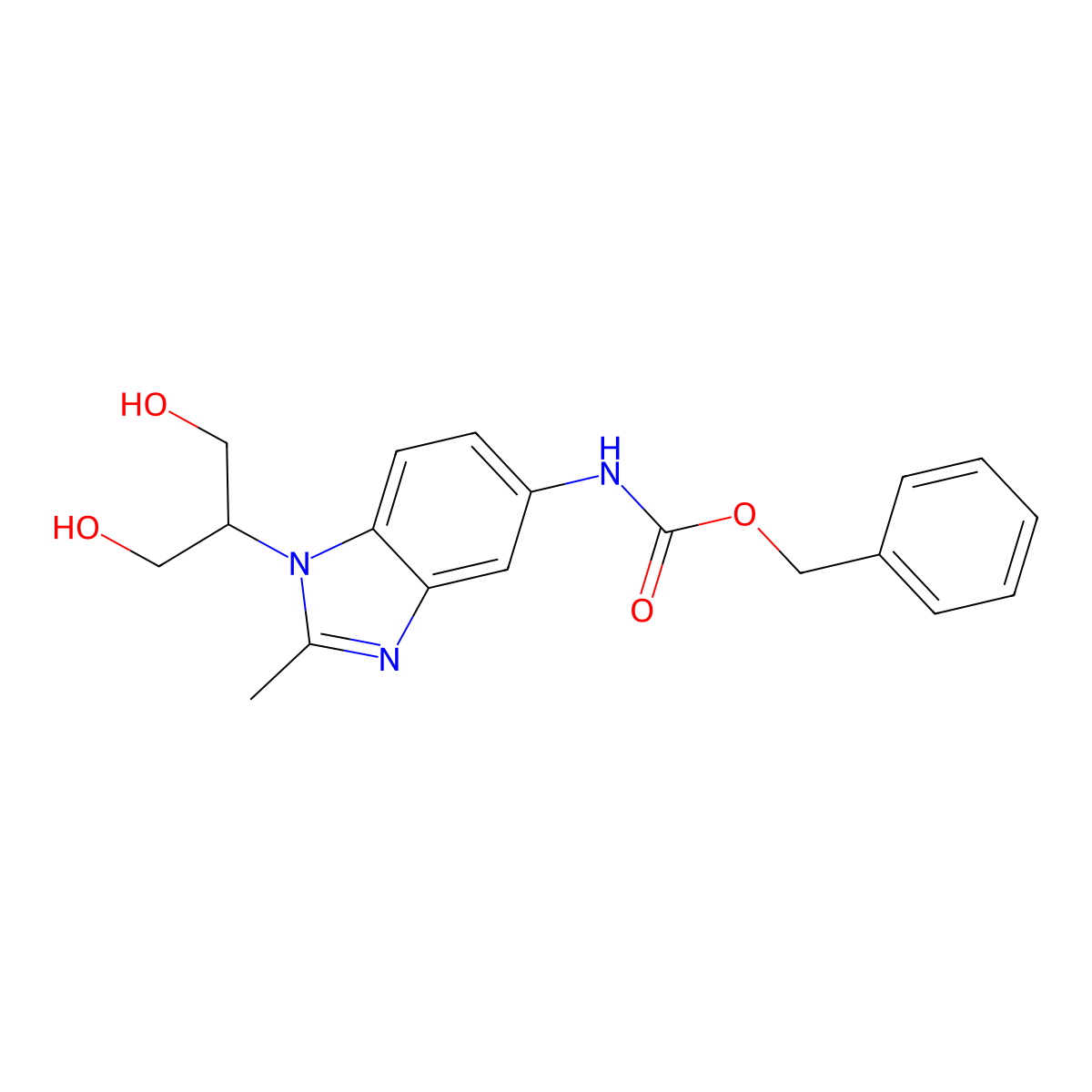 benzyl N-[1-(1,3-dihydroxypropan-2-yl)-2-methyl-1H-1,3-benzodiazol-5-yl]carbamate molecular structure, CAS 2680766-69-0