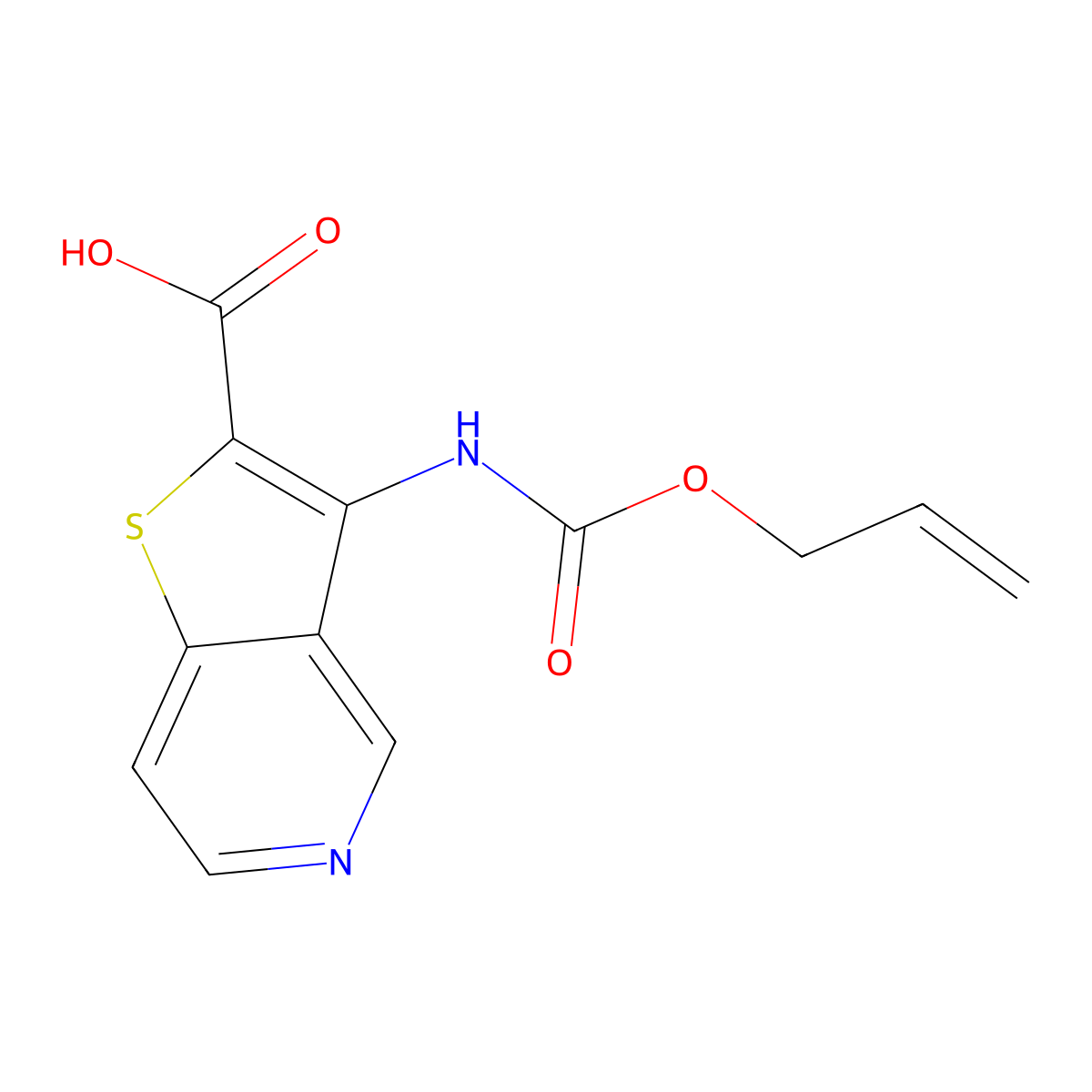3-{[(Prop-2-en-1-yloxy)carbonyl]amino}thieno[3,2-c]pyridine-2-carboxylic acid molecular structure, CAS 2680766-70-3