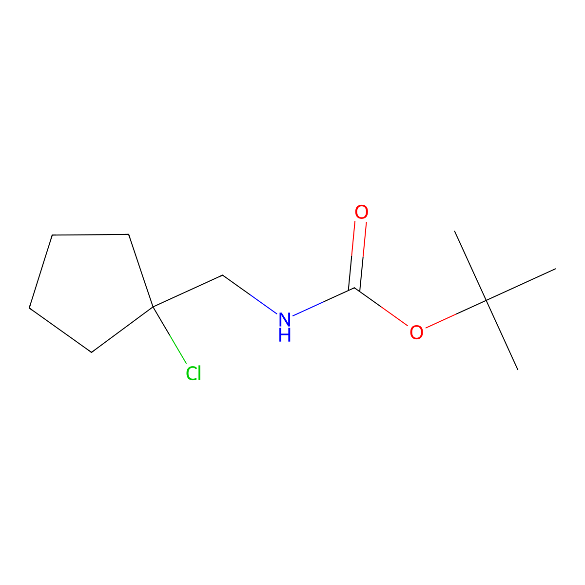 tert-butyl N-[(1-chlorocyclopentyl)methyl]carbamate molecular structure, CAS 2680766-71-4