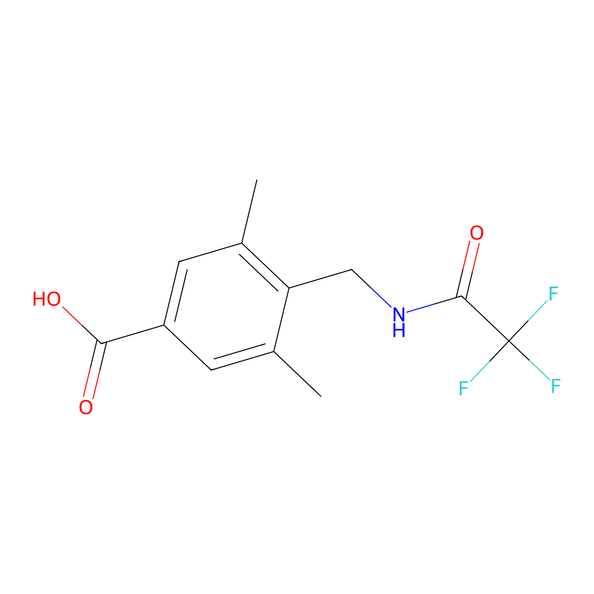 3,5-Dimethyl-4-[(2,2,2-trifluoroacetamido)methyl]benzoic acid molecular structure, CAS 2680766-78-1