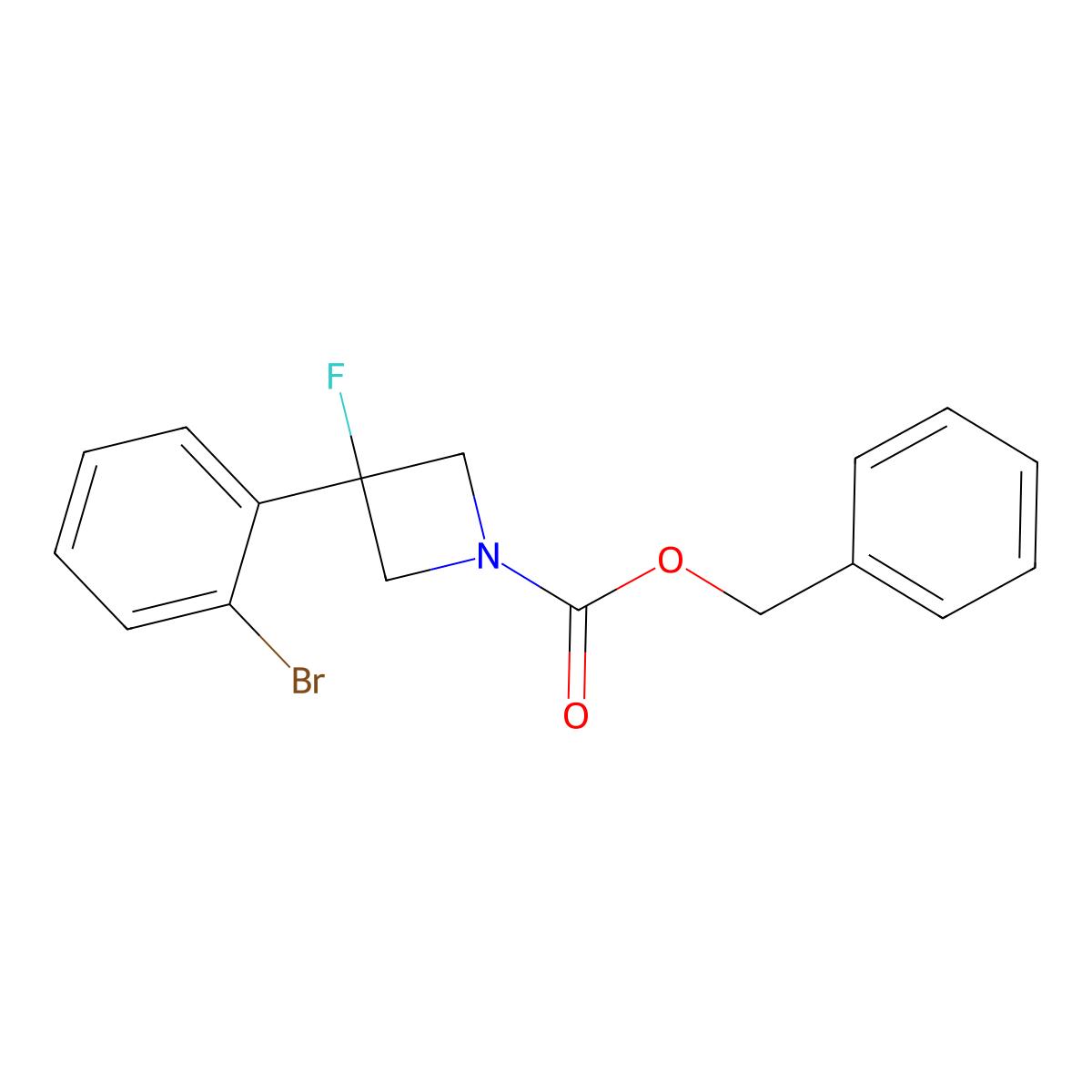 Benzyl 3-(2-bromophenyl)-3-fluoroazetidine-1-carboxylate molecular structure, CAS 2680766-80-5