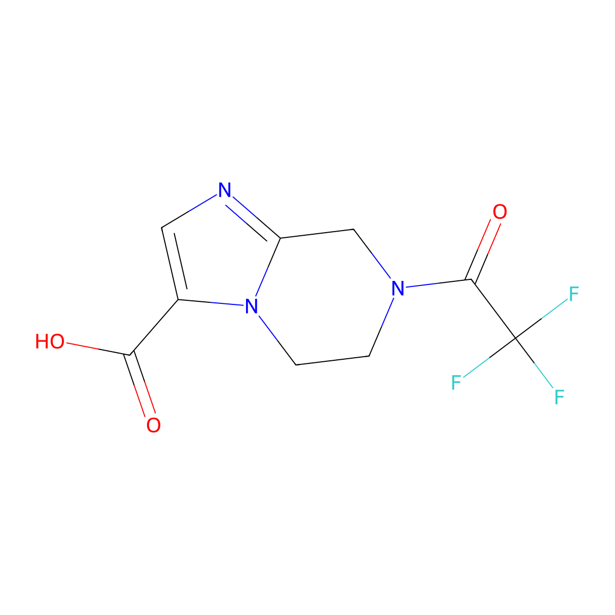 7-(2,2,2-trifluoroacetyl)-5H,6H,7H,8H-imidazo[1,2-a]pyrazine-3-carboxylic acid molecular structure, CAS 2680766-81-6