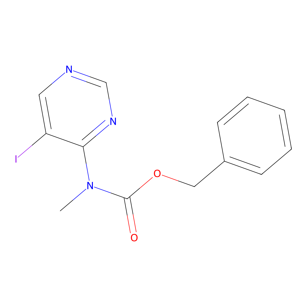 benzyl N-(5-iodopyrimidin-4-yl)-N-methylcarbamate molecular structure, CAS 2680766-86-1